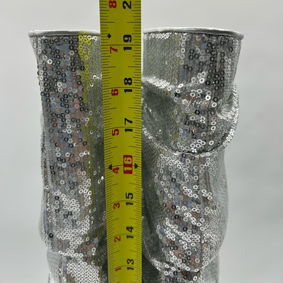 Michael Kors Luna Sequin Boots Silver Pointed Toe Slouchy Heels Women’s 8M NIB - Picture 9 of 15